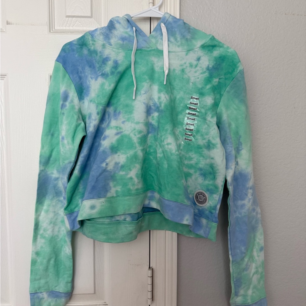 Tie-Dye Hoodie in Green and Blue